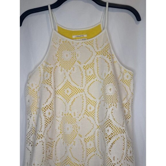 Anthropologie Women’s Cosette Yellow Lined Cutout Overlay Tank Top Sz XS - Picture 2 of 8